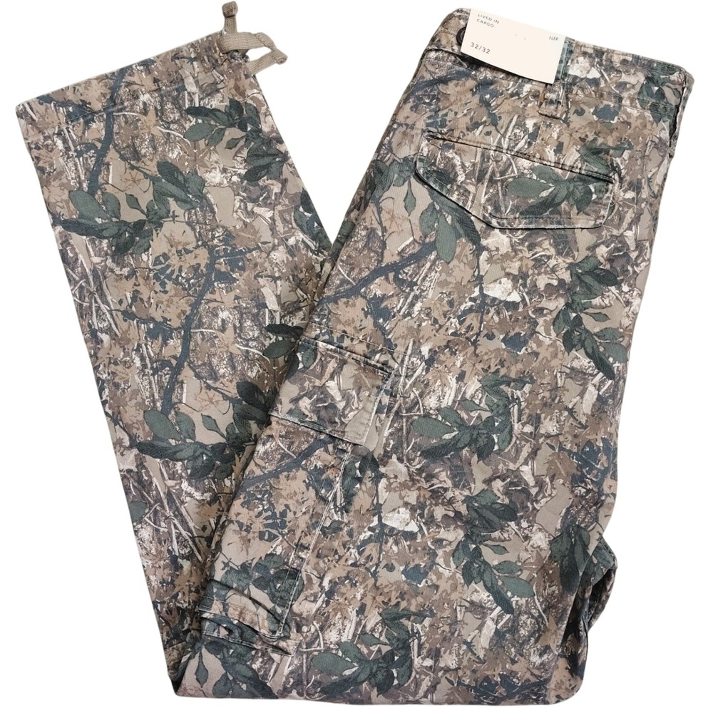 American Eagle Cargo Pants Mens 32x32 Camo NWT Lived-In Flex Leaf Print Straight